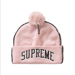 Supreme Contrast Stitch Beanie Light Pink